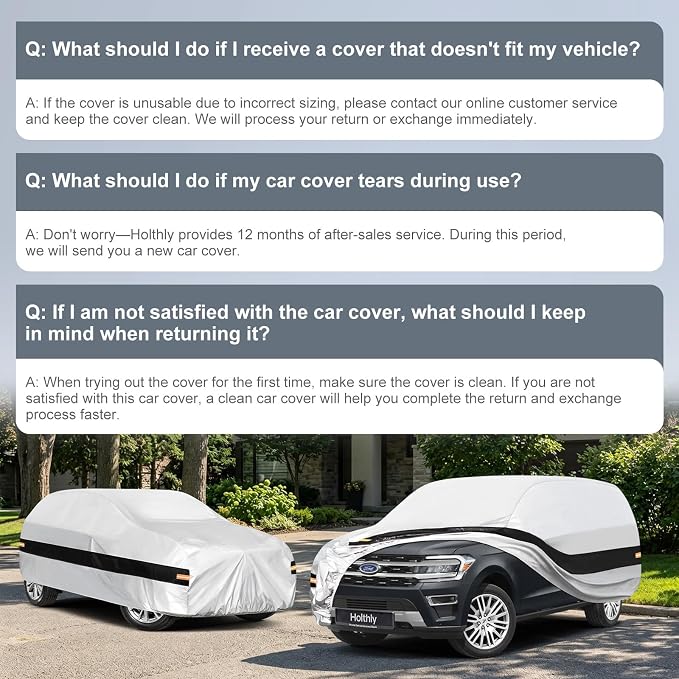 10 Layers SUV Car Cover Custom Fit for Ford Expedition (2006-2026), Waterproof All Weather for Automobiles, Outdoor Full Cover Sun Dust Rain Protection with Cotton. Silver