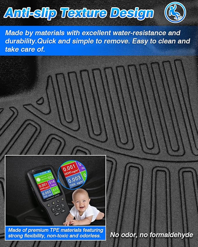 Cartist Floor Mats Fit for Nissan Frontier 2022-2024 2025 2026 (Crew Cab with 2nd Row Under-Seat Storage), All Weather Floor Mats for Frontier Accessories Car Floor Liner Waterproof