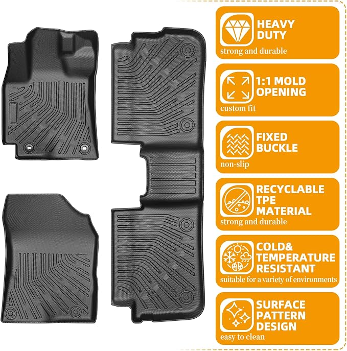 Floor Mats for Toyota Corolla 2009-2013,2012 Corolla Floor Mats | for Corolla Standard,LE,S XLE,XRS,L,LE/S Special Edition Floor Mats, TPE Non-Slip Waterproof 2 Row Floor Liners