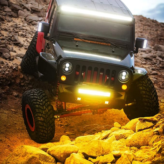 Nilight LED Light Bar 20Inch 420W Yellow Flood Spot Combo Triple Row Driving Lamp Roof Bumper Off Road LED Work Lights Pods for Van Camper Wagon Car Pickup Golf Cart ATV UTV SUV Truck Boat 4x4