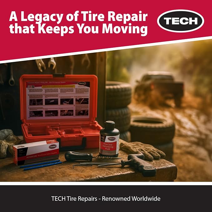 TECH Permacure Truck Tire Plug Kit – Ideal Tools and Flat Tire Fix for Trucks, Tractors, and Large Tires (40 Heavy-Duty Plugs for Emergency Tire Patch and Puncture Repair)