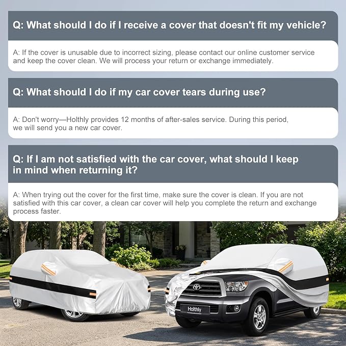 10 Layers SUV Car Cover Custom Fit for Toyota Sequoia (2000-2026), Waterproof All Weather for Automobiles, Outdoor Full Cover Sun Dust Rain Protection with Cotton. Silver