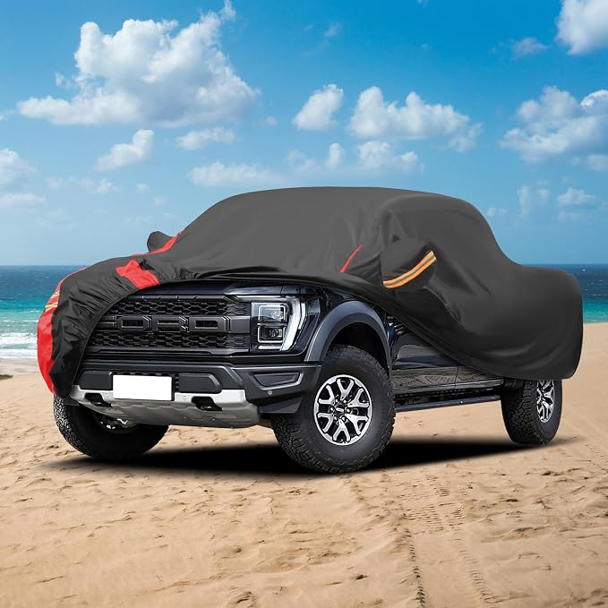 Car Cover Outdoor Automobiles Waterproof All Weater Truck Cover for Tacoma, Tundra, Titan, F-150, RAM 1500, Silverado 1500, Sierra 1500 etc. Length: Up to 230 inches.
