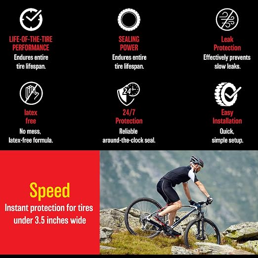 QuickStrike Tire Sealant - Small Tire/Bicycle Formula - NEW Formula - Prevents Flat Tires - Seals Leaks - Contains Kevlar - Tubeless Tire Sealant - 32 Ounce Bottle