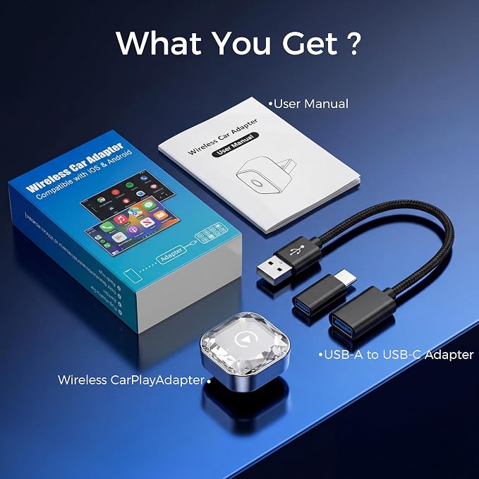 Wireless CarPlay& Android Auto Adapter, Plug in Once Go Wireless Forever | REZYZEN 2026 2in1 Wireless Adapter for iPhone& Android, Fast Heat Dissipation, No Delay, USB A/USB-C Port,