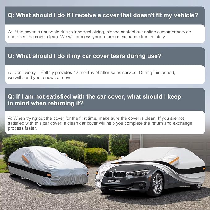 10 Layers Car Cover Custom Fit for BMW 4Series (2013-2026) F32, F33, F36, G22, G23, G26, Waterproof All Weather for Automobiles, Outdoor Full Cover Sun Dust Rain Protection with Cotton. Silver