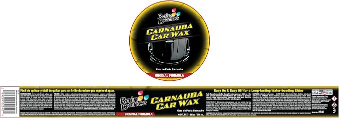 Rain Dance Carnauba Car Wax - 10 Fl Oz - Smoothens Fine Scratches Creating Brialliant and Shiny Surface