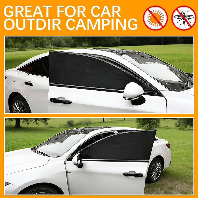 2 Pack Front Car Window Covers Car Window Shades Car Side Window Sun Shades, UV Protection Breathable Spandex Window Covers, Universal Fit Most (99%) of Cars(Medium 42.5"x21.5")