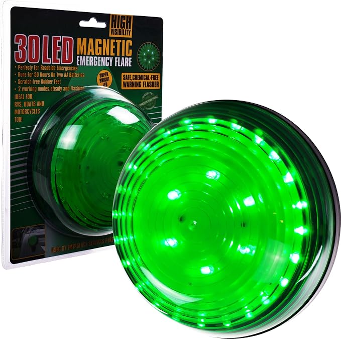 SuperBright 75-FL249G 30 LED Magnetic Emergency Flasher, Green