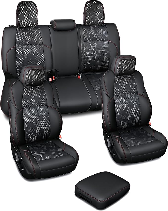 Leather Seat Covers Custom Fit for Tacoma Gen 4th (2024-2026) Double Cab | Custom Fit for SR, SR5, TRD PreRunner, TRD Sport, TRD Off-Road, Limited, Trailhunter - Fully Covered - Fit Like a Glove