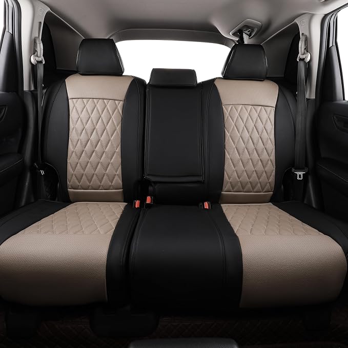 EKR Car Seat Covers for Honda CRV 2017-2022 Leatherette Full Set | Custom Fit for Honda CRV 2017 2018 2019 2020 2021 2022,Factory-Style Interior Upgrade,Full Wrap,Faux Leather(Red/Black)