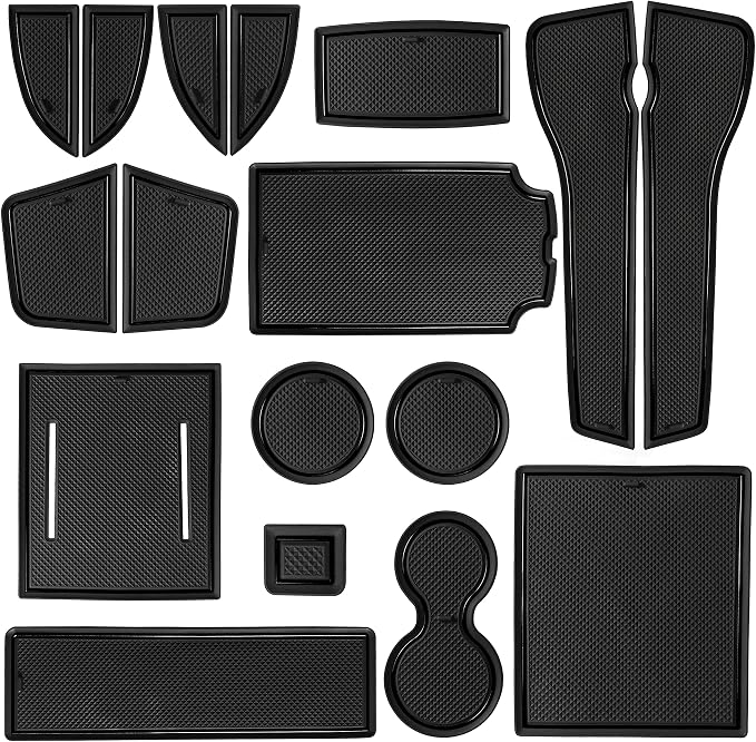 for Honda Civic Accessories 2022 2023 2024 2025 2026 11th Gen Sedan Cup Holder Insert Center Console Liner Door Slot Mats Pad Coaster Trim Premium Rubber Custom Interior 17PC Set (Black Trim)