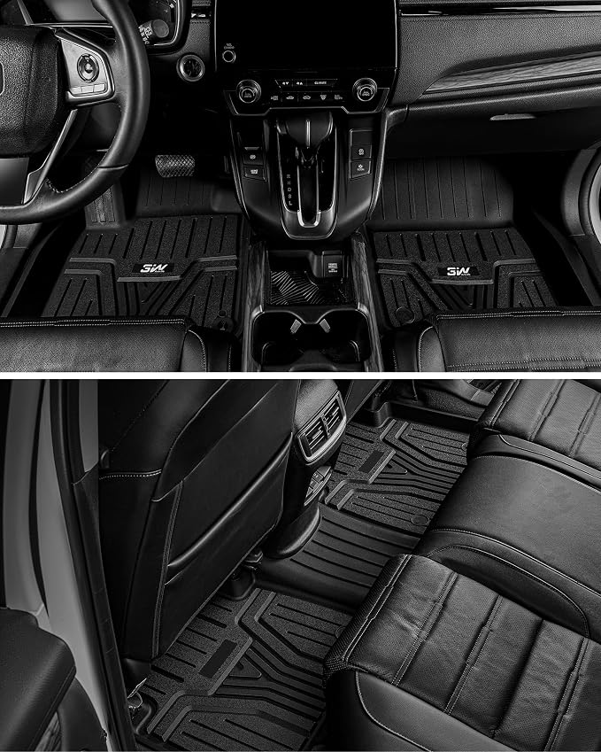 3W Floor Mats Custom for Hyundai Santa Cruz Pickup 2022-2026 All Weather Protection TPE Heavy Duty Non-Slip Automotive Floor Liners Fits 1st & 2nd Row Full Set Accessories, Black