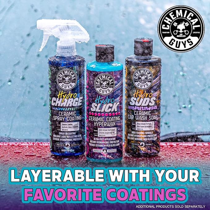Chemical Guys HydroSlick HyperWax, Ultimate Ceramic Coating Kit, 16 fl oz | Ceramic Protection Kit, 2 applicators, 3 microfiber towels, create a hydrophobic surface