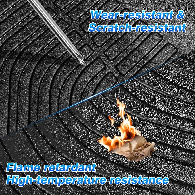 Silverado Floor Mats - Car Mats for Chevy Silverado 2007-2013 & GMC Sierra 1500 Crew Cab, Silverado/Sierra 2500/3500 Crew Cab, All Weather Floor Mat for Silverado Accessories, Heavy Duty Rubber Mats