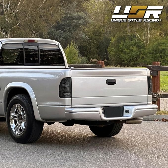 USR 97-04 Dakota PickUp Tail Light – Rear Tail Lamps (Left + Right) Pair - Compatible with 1997-2004 Dodge Dakota Pick Up Truck All Models/Trims (SMOKE TAIL LIGHTS/PLUG AND PLAY READY)
