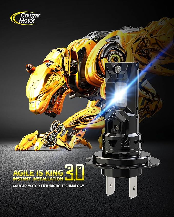 Cougar Motor H7 Fog Bulbs, New Upgraded H7 1:1 size No Required Adapter Auxiliary Light Off-Road Non-polarity Quick Installation, Pack of 2