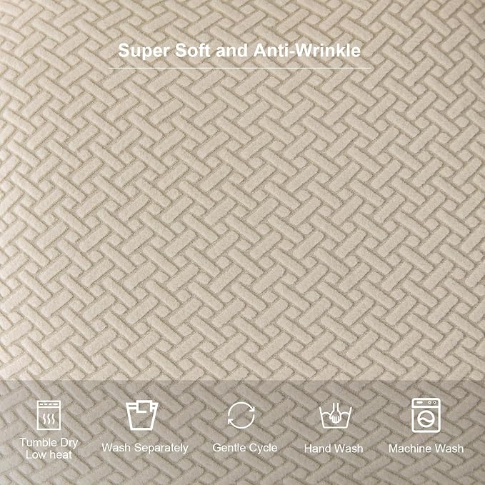 Genina Seat Covers for Dining Room Chair Seat Slipcovers Kitchen Chair Covers (Beige, 6 Pcs)