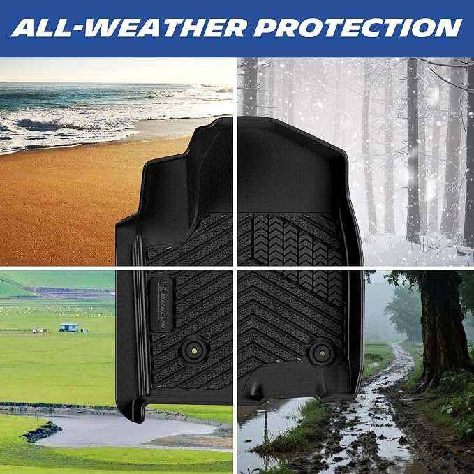 Michelin Vehicle Mats, All-Weather TPE Custom Fit Liner for 2019-2026 Silverado/Sierra 1500, 2020-2026 2500/3500, Crew Cab Bucket Seat Carpet Floor with Rear Under-Seat Storage, First Row, Premier A