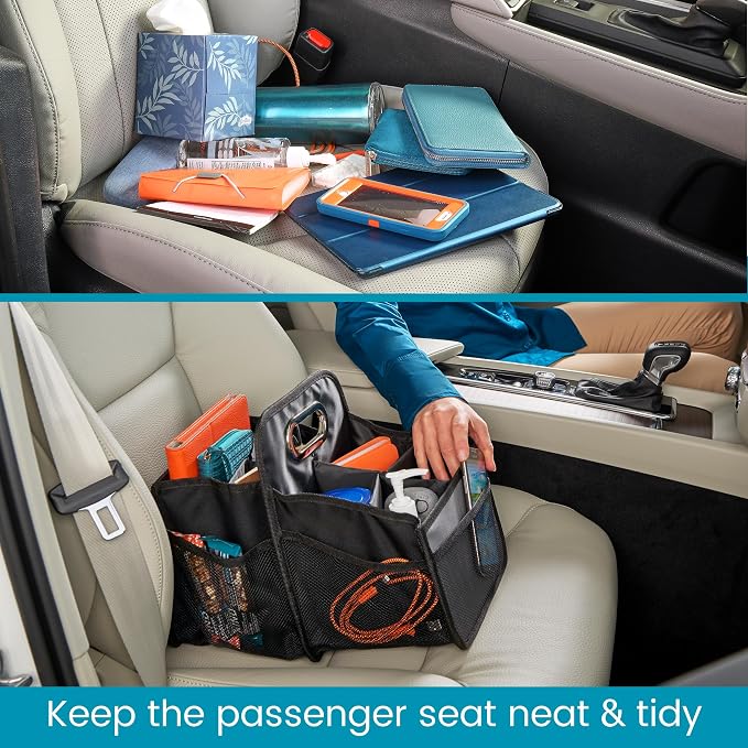 High Road Car Caddy Organizer with Cup Holders and Easy Carry Handle | Front Seat Organizer for Adults and Backseat Car Organizer for Kids Keeps Car Seats Clutter Free