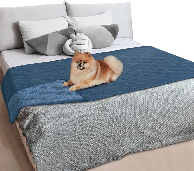 PetAmi Waterproof Couch Cover for Dogs, Non-Slip Leakproof Sofa Furniture Protector for Pet Cat, Machine Washable Bed Blanket for Car Seat, 52x82 Blue