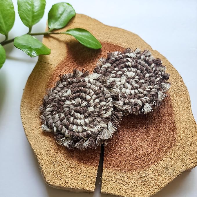 Cotton Car Coasters 2pc Car Cup Coasters Cute car Accessories for Women car Coaster for Cup Holders (Mocha Swirl)