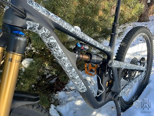 Bike Frame Protection Tape- High Impact Clear Vinyl Wrap Includes Tool (4”x72) Bicycle Frame Protector, Mountain Bike Frame Guard Chainstay Protector (Skulls)