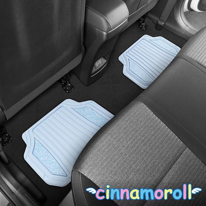 Cinnamoroll Car Mats 4pc Floor Mats for Cars Trucks SUVs Blue Car Floor Mats for Women Men Accessories Rubber Heavy Duty Cute Non-Slip Always Front Rear Hello Kitty Cute Car Accessories Blue