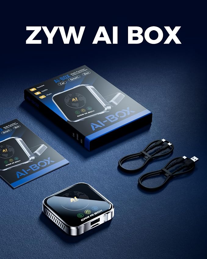 Magic AI Box Wireless CarPlay Adapter, Fast Car Video Box Plug & Play, Easy Setup, Supports Netflix/YouTube/TF Card Equalizers and More for OEM Wired CarPlay/Android Auto Cars(Smoky Gray)