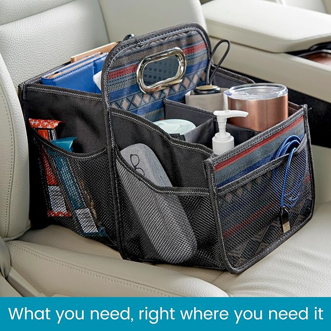 Car Caddy - Front Seat Organizer or Back Seat Organizer with Cup Holders | Front Seat Organizer for Adults and Backseat Car Organizer for Kids Keeps Car Seats Clutter Free