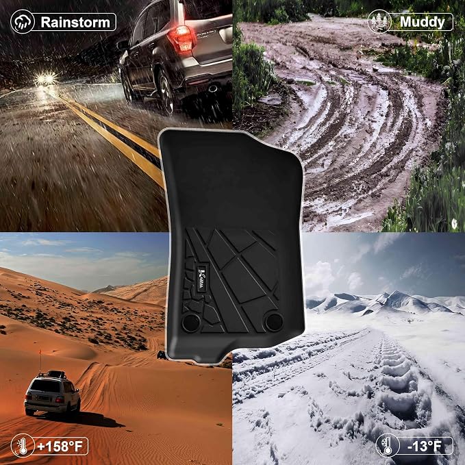 KARPAL Floor Mats for Jeep Gladiator JT 2020-2025 2026, All Weather TPE Custom Fit Floor Liners Car Mats Accessories, Front & 2nd Row
