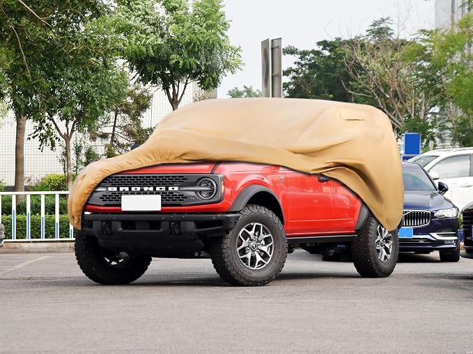 Heavy Duty Outdoor Car Cover Custom Fit for 2021-2026 Ford Bronco 4 Door,Windproof All Weather Waterproof Sun Rain UV Dust Snow Protection Outdoor Car Covers