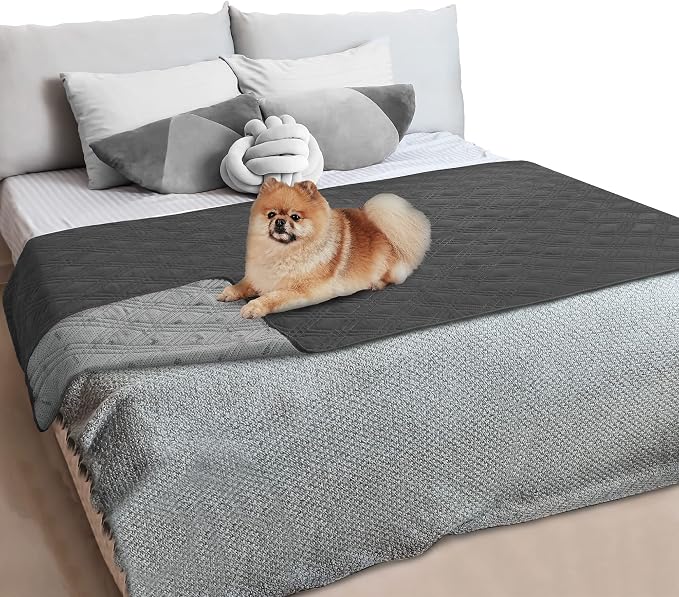 PetAmi Waterproof Couch Cover for Dogs, Non-Slip Leakproof Sofa Furniture Protector for Pet Cat, Machine Washable Bed Blanket for Car Seat, 52x82 Gray