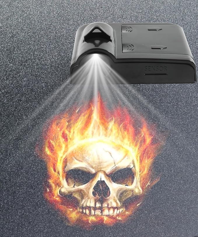 bylikeho 2Pcs Car Door Lights,Door Lights Logo Projector,Car Accessories HD Car Welcome Light,Door Sill Lights Wireless LED Door Paste Courtesy Light,Car Door Lights Logo (Fire Skull)