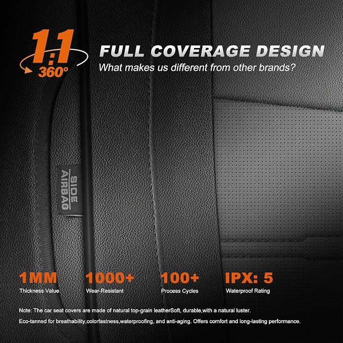 AOMSAZTO Custom Fit Seat Covers for Honda HRV Sport,LX 2023 2024 2025 2026 | Full Set WaterProof Airbag Compatible Faux Leather Black&Gray
