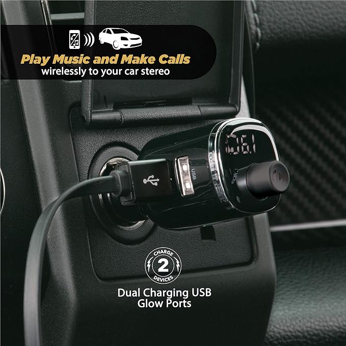 Scosche BTFM4-SP1 BTFREQ Universal Bluetooth Handsfree Car Kit with FM Transmitter and Dual USB Ports, Black