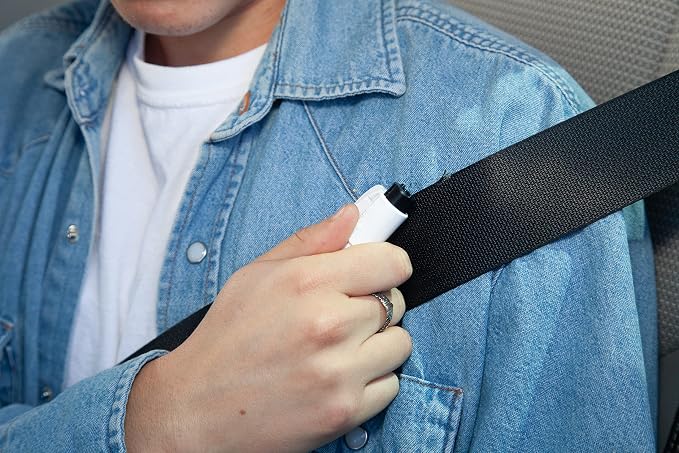 resqme The Original Emergency Keychain Car Escape Tool, 2-in-1 Seatbelt Cutter and Window Breaker, Made in USA, Family Pack of 3, Black, White, Teal - Compact Emergency Hammer