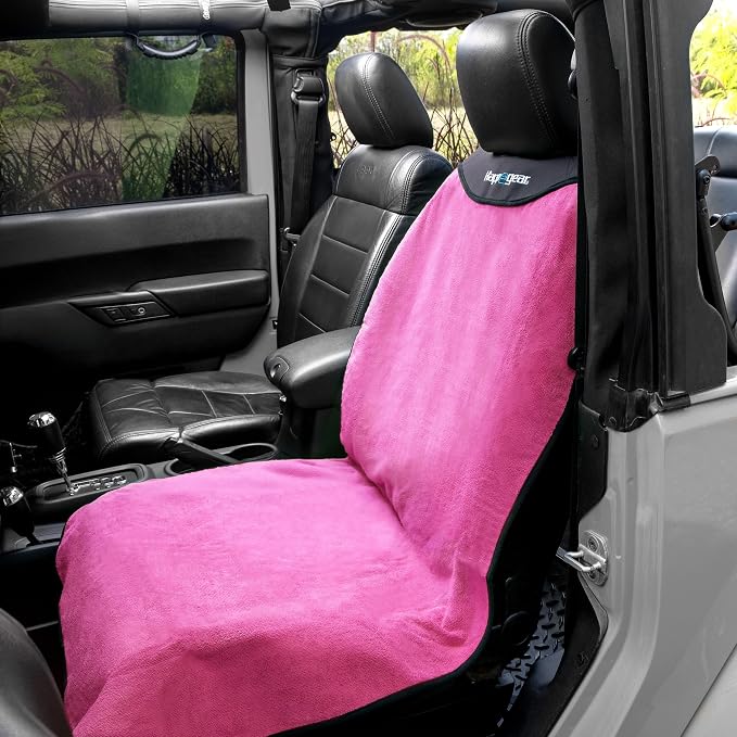 HAPPEGEAR Happeseat Waterproof Car Seat Cover & Protector, Pink | Universal Fit, Car Seat Towel Cover, Non-Slip Backing, Machine Washable, Fits Front & Back, Easy Install & Storage