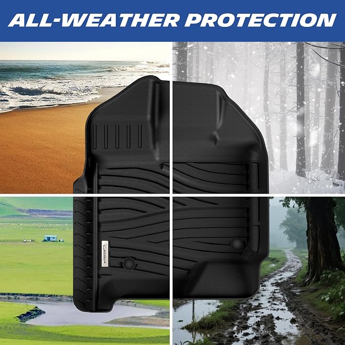 Michelin Vehicle Mats, All-Weather TPE Custom Fit Liner for 2015-2026 Ford F150/2022-2025 Lightning SuperCrew & Super Cab Carpet Floor, First Row, Elite