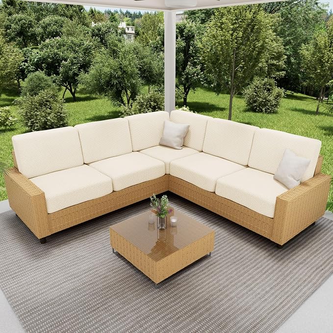 hyha Waterproof Couch Cushion Covers for Pets, Non Slip Sofa Seat Cover for Dogs Washable, Soft Thick Stretch Jacquard Fabric, Sofa Slipcovers with Elastic Bottom (1 Chaise+3 Seater, Light Beige)