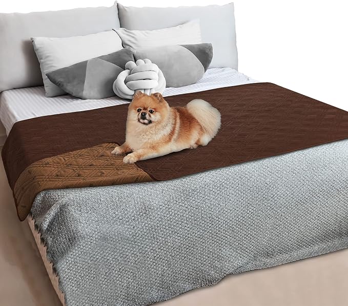 PetAmi Waterproof Couch Cover for Dogs, Non-Slip Leakproof Sofa Furniture Protector for Pet Cat, Machine Washable Bed Blanket for Car Seat, 52x82 Brown