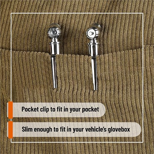UNCO- Pencil Tire Pressure Gauge, 2 Pack, 10-75 PSI, Black - Air Gauge for Car Tires