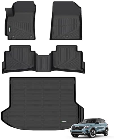 ANBINGO® Floor Mats & Cargo Liner for Kia Seltos 2024 2025 2026, TPE All Weather Car Mats Seltos LX & LX FWD & SX & X-Line, Cargo Tray in The Highest Position (Only for U.S.A. and Canada)