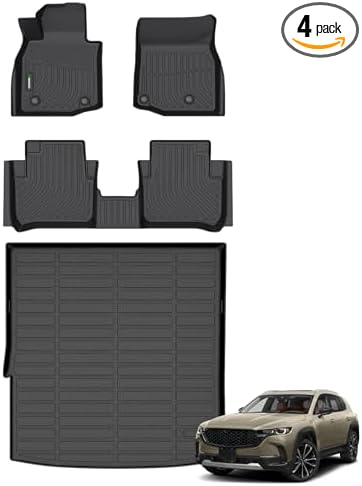 ANBINGO® Floor Mats & Cargo Liner for 2025 2026 CX-50 Hybrid/All Weather TPE Mazda CX50 Floor Liners / 1st & 2nd Row Custom Mats Full Set / CX50 Accessories - Black