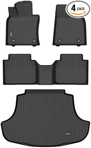 ANBINGO® Floor Mats & Cargo Liner for 2019-2024 Lexus ES / ES350 / ES300h / & 2025 Lexus ES Hybrid / ES300h / All Weather Protection TPE Waterpoof Automotive Full Set Custom Car Mats- Black