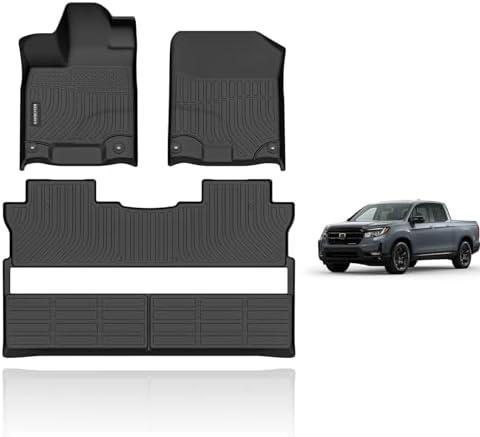 KELCSEECS® Floor Mats Custom for Honda Ridgeline 2026 2025 2024 2023-2017 All Weather Protection TPE Duty Non-Slip Automotive Floor Liners Fits Front & 2nd Row Full Set Accessories, Black