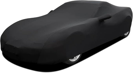 WinPower Indoor Sports Car Cover 163-181 inches Stretch Dustproof Protection Full Car Cover for Underground Garage, Car Show, Black