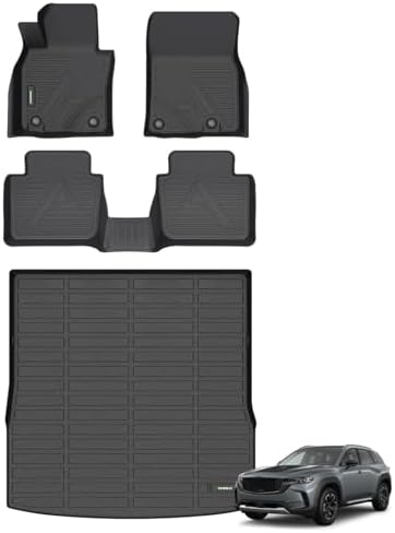 ANBINGO® Floor Mats & Cargo Liner for Mazda CX-50 2026 2025 2024 2023 AWD (Non Hybrid) / All Weather TPE CX50 Floor Liners / 1st & 2nd Row Custom Mats Full Set / CX50 Accessories - Black