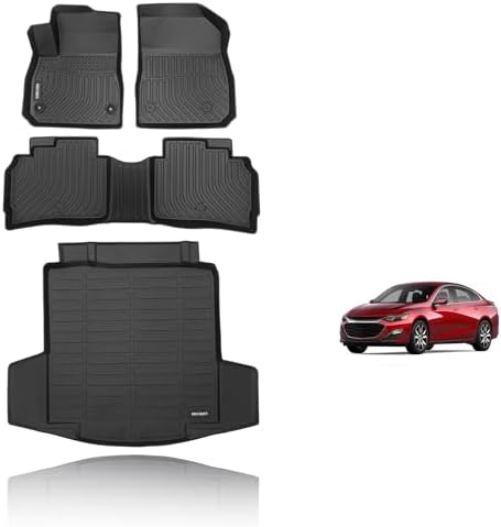 KELCSEECS® Floor Mats & Cargo Liner Custom for Chevy Malibu 2016-2025,All Weather Protection Anti-Slip TPE Floor Liners Full Set Chevy Malibu Accessories Black