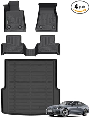 ANBINGO® Floor Mats & Cargo Liner for BMW i4 2022 2023 2024 2025, eDrive35 / eDrive40 / xDrive40 / M50, All Weather Waterproof Car Mats All Weather TPE Heavy Duty Automotive, Full Set-Black